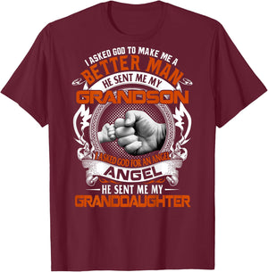 Grandpa Grandson Granddaughter Better Man Father's Day T-Shirt - T-Shirt | Maroon