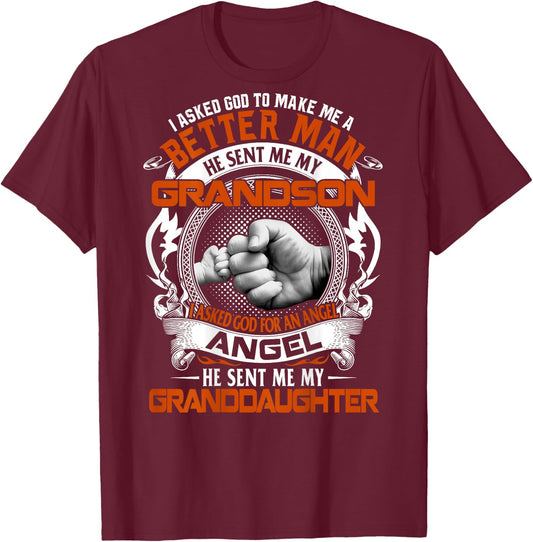 Grandpa Grandson Granddaughter Better Man Father's Day T-Shirt - T-Shirt | Maroon