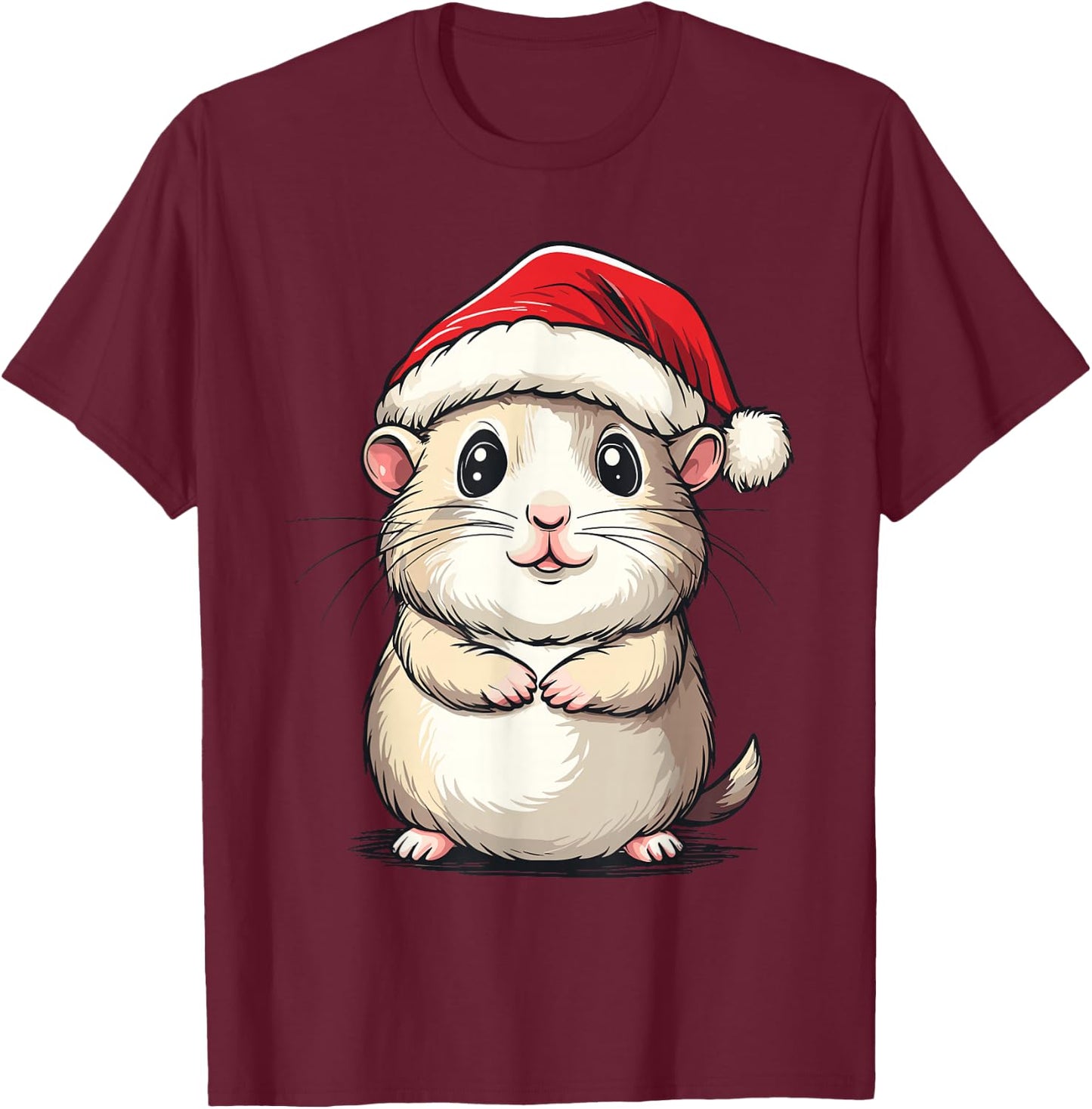 Hamster Santa Hat Pet Lover Boys Girls Kids Christmas Pajama T-Shirt - T-Shirt | Maroon