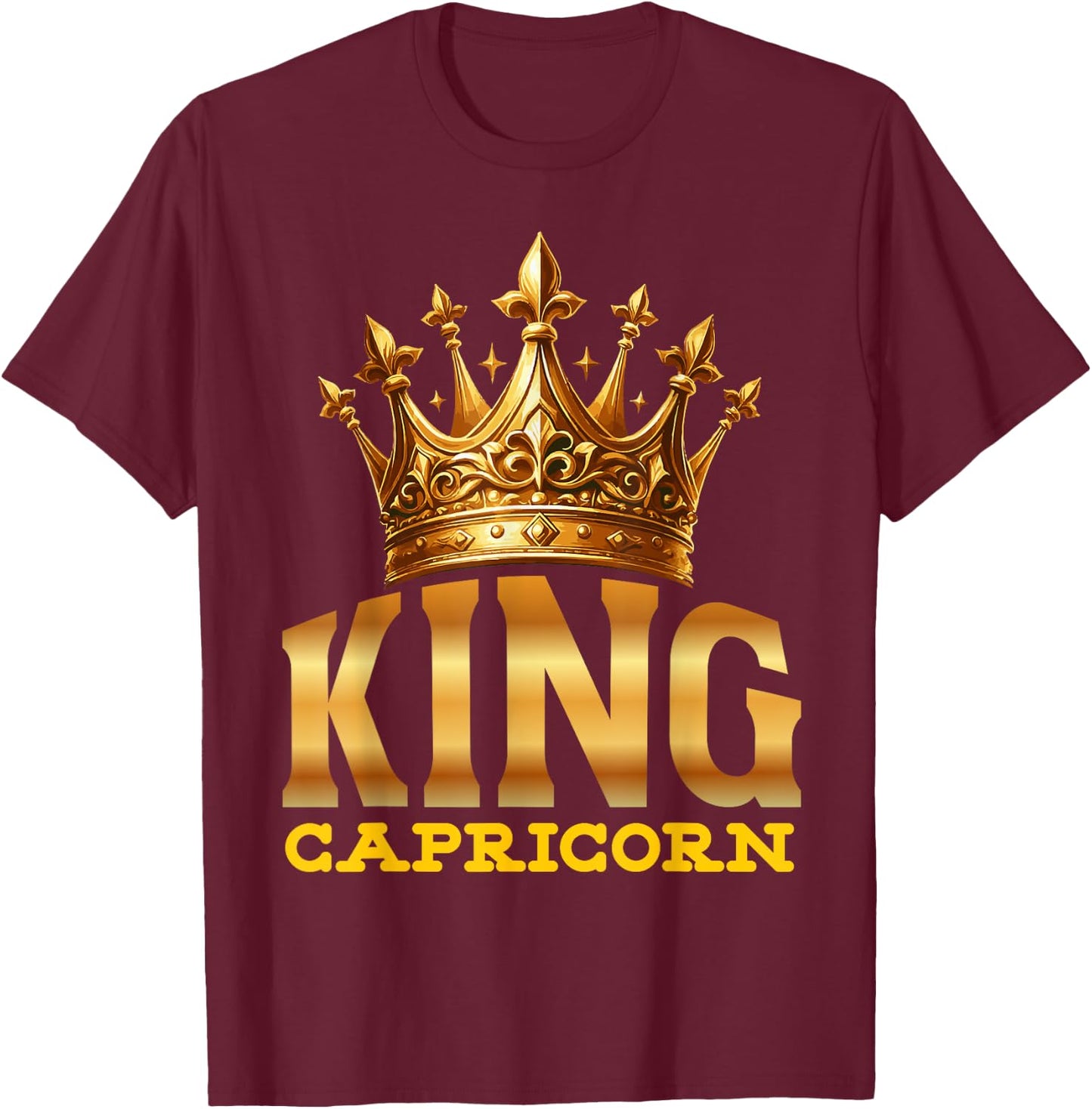 King Capricorn Goat Zodiac Sign Crown T-Shirt - T-Shirt | Maroon