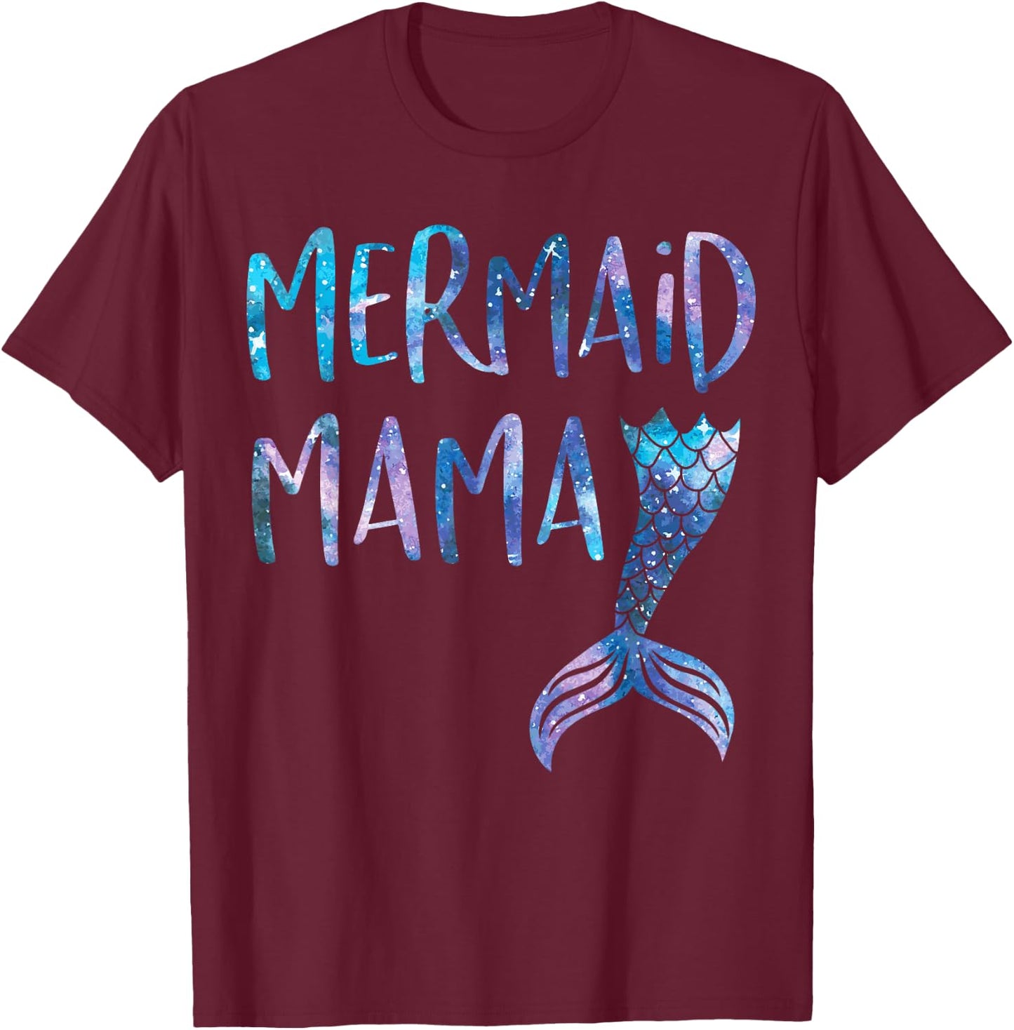 Mermaid Mama Tail Matching Mermaid Squad Birthday Party T-Shirt - T-Shirt | Maroon