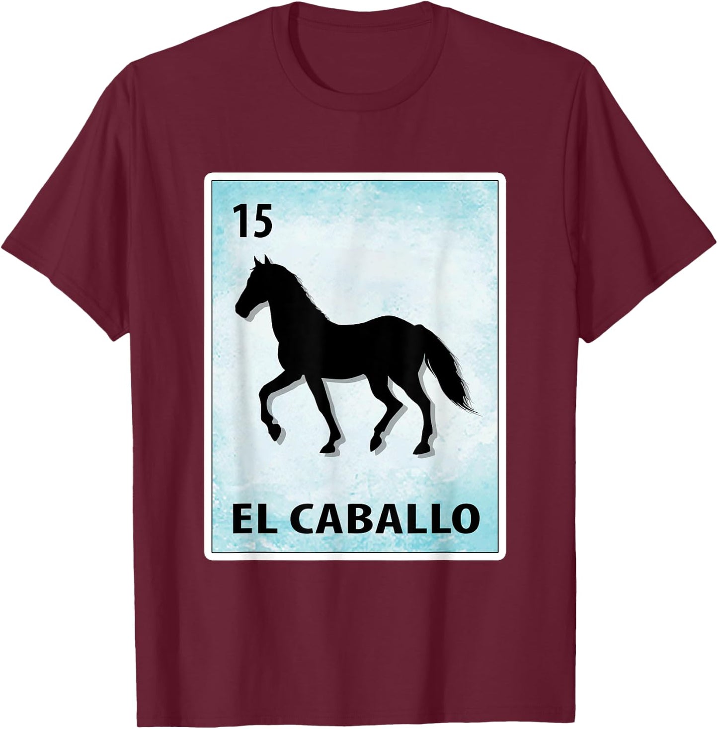 El Caballo Mexican Horse Cards T-Shirt - T-Shirt | Maroon