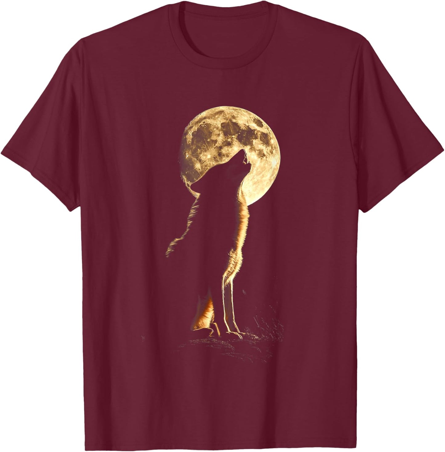 Wolf Howling At The Moon Retro Animals Lone Wolves Lovers T-Shirt - T-Shirt | Maroon
