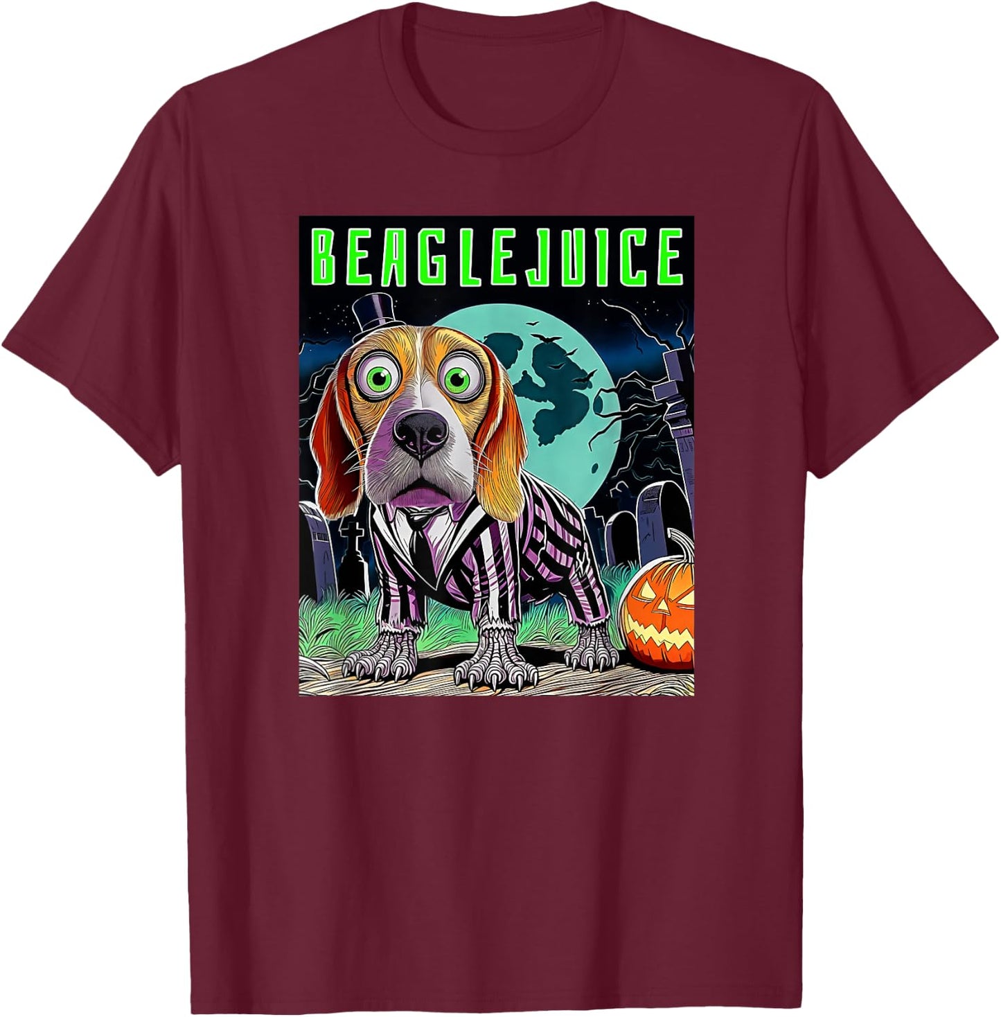 Halloween Beaglejuice Beagle Fun Dog Breed Owners Costume T-Shirt - T-Shirt | Maroon