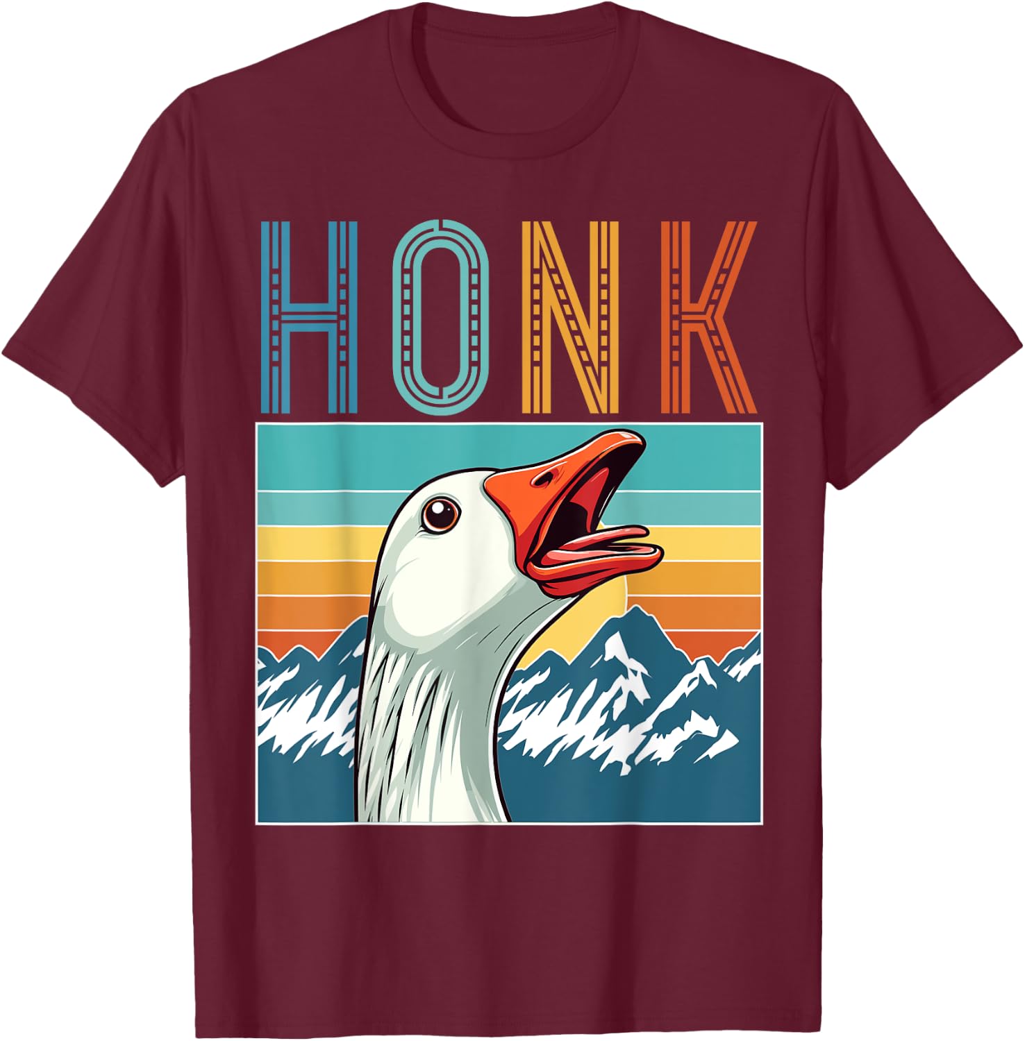 Funny Goose Honk Retro Vintage T-Shirt - T-Shirt | Maroon