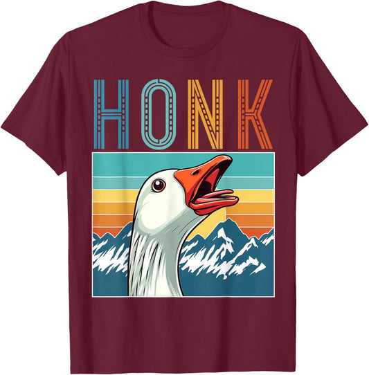 Funny Goose Honk Retro Vintage T-Shirt - T-Shirt | Maroon
