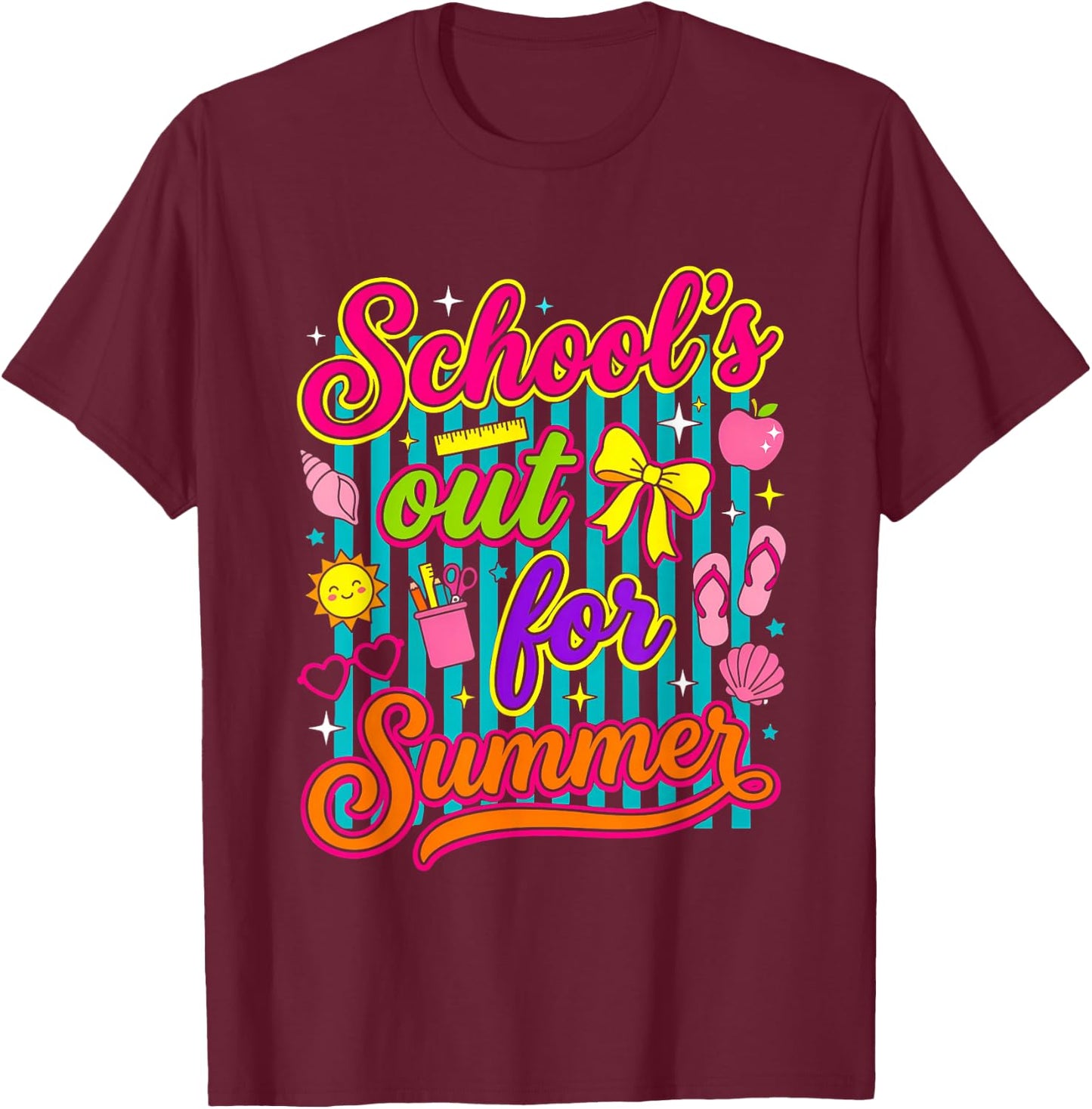 Schools Out for Summer Happy Last Day of School Teacher Boys T-Shirt - T-Shirt | Maroon