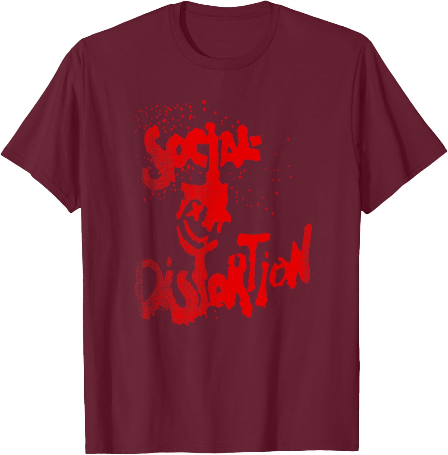 Official Social Distortion Red Splatter Smiley T-Shirt - T-Shirt | Maroon
