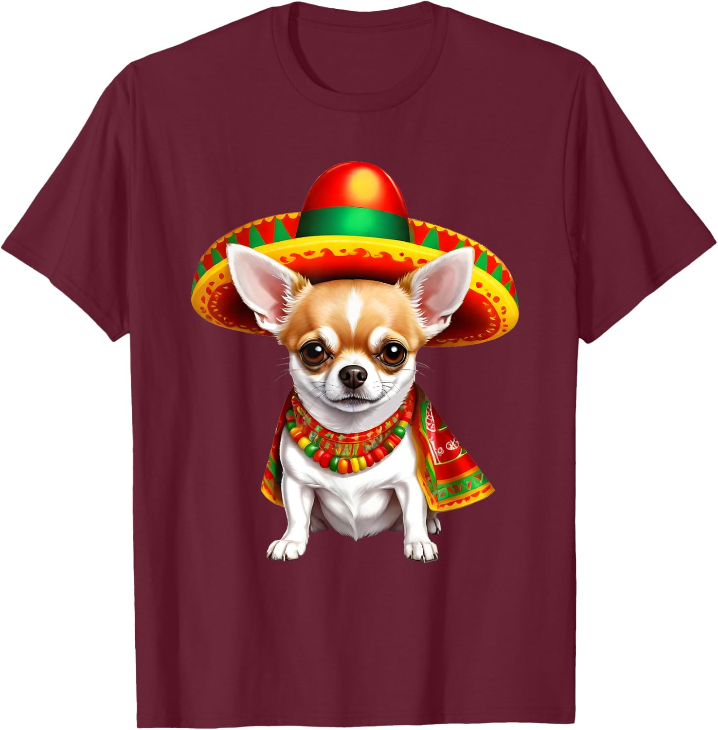 Funny Cinco de Mayo Chihuahua Dog Lovers Mexican Sombrero Men Women T-Shirt - T-Shirt | Maroon