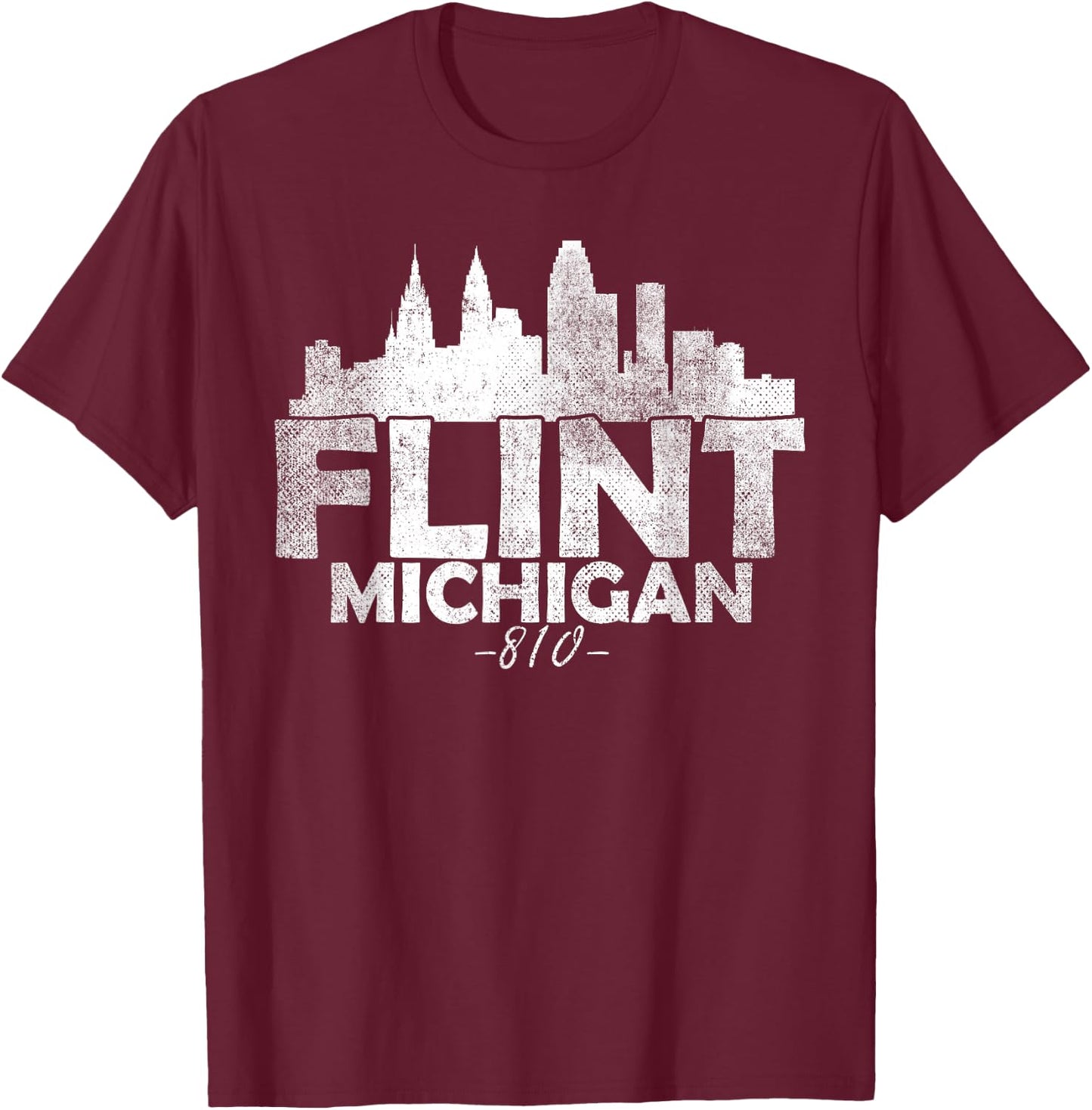 Flint Michigan MI | Skyline T-Shirt - T-Shirt | Maroon