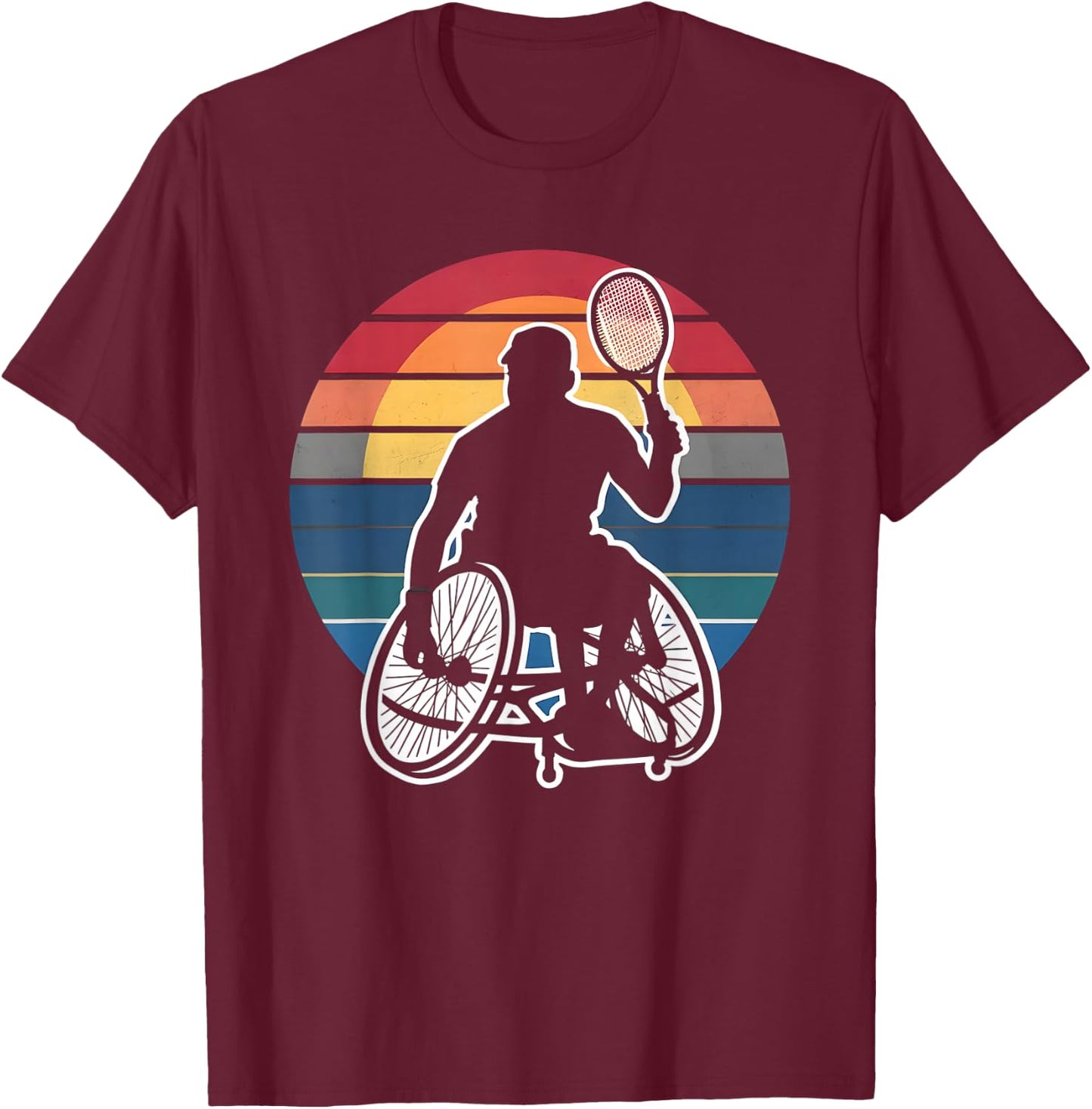 Retro Wheelchair Tennis T-Shirt - T-Shirt | Maroon