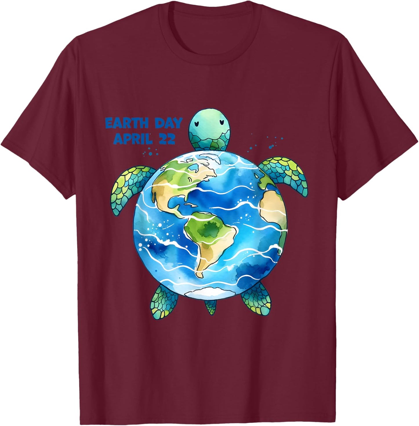 Earth Day April 22 Turtle - Celebrate Earth Day - Colorful T-Shirt - T-Shirt | Maroon