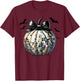 Retro Disco Ball Coquette Pumpkin Halloween Thanksgiving T-Shirt - T-Shirt | Maroon