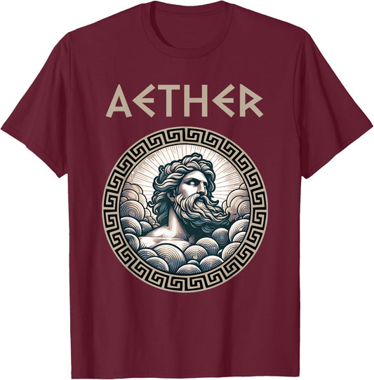 Aether Ancient Greek God of Light and the Primordial Heavens T-Shirt - T-Shirt | Maroon