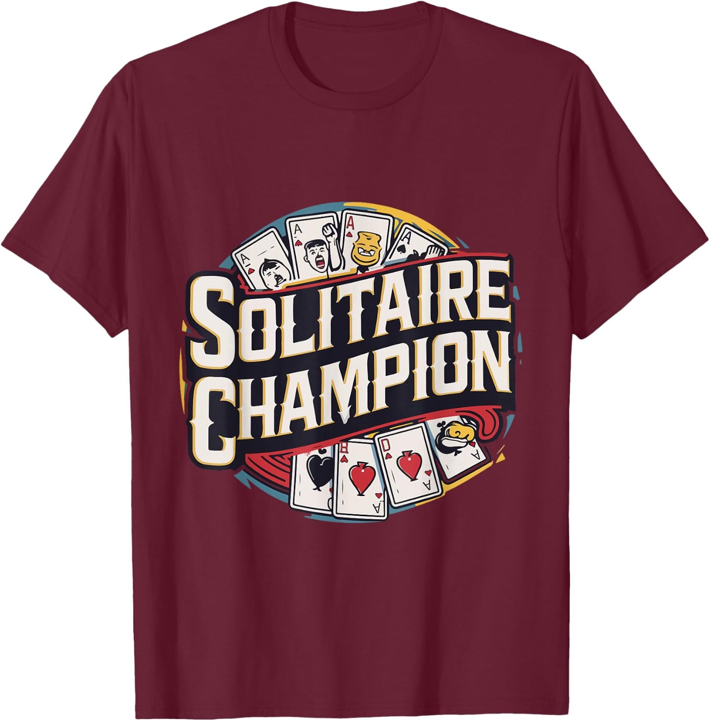 Solitaire Champion Card Games T-Shirt - T-Shirt | Maroon
