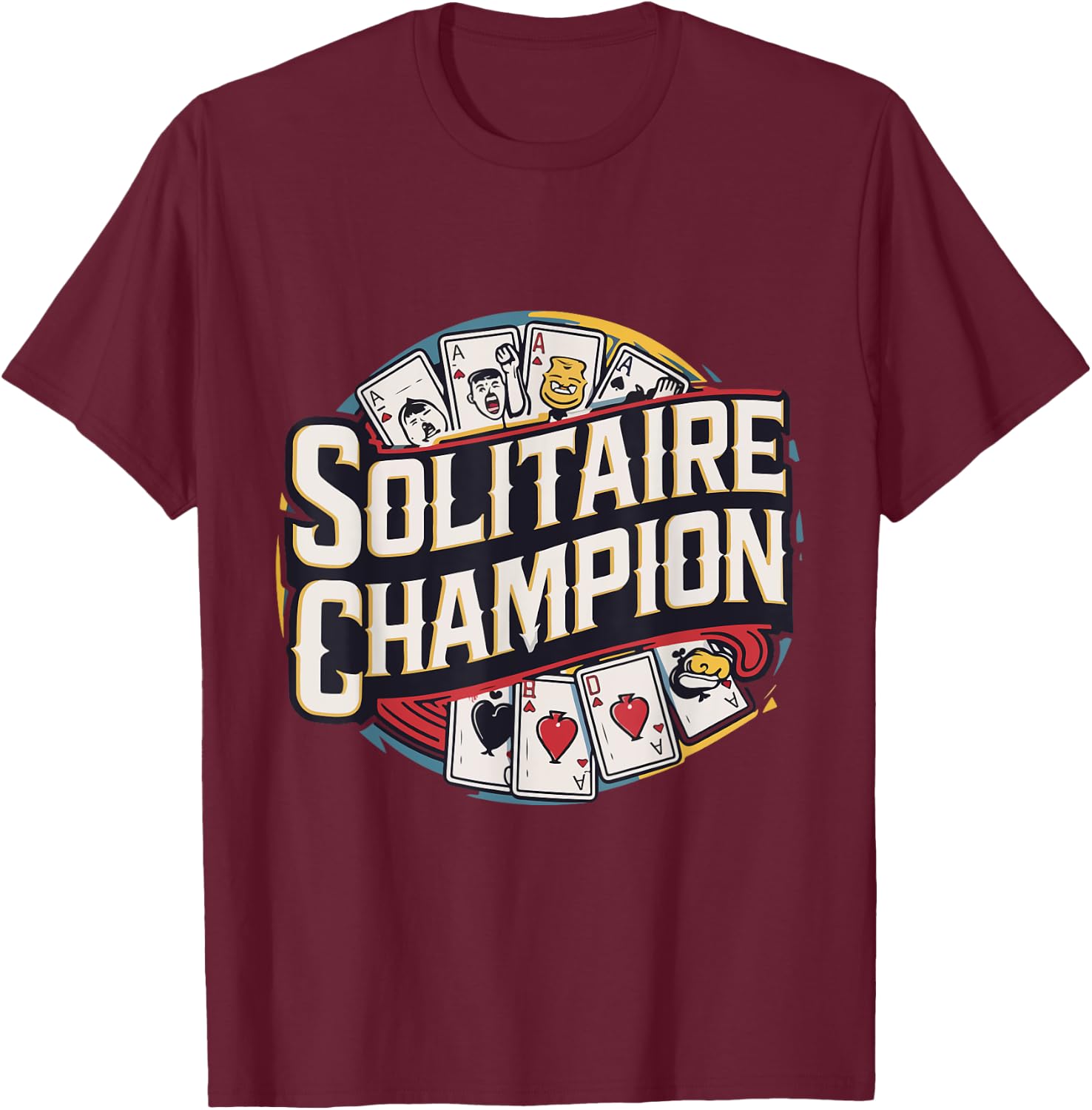 Solitaire Champion Card Games T-Shirt - T-Shirt | Maroon