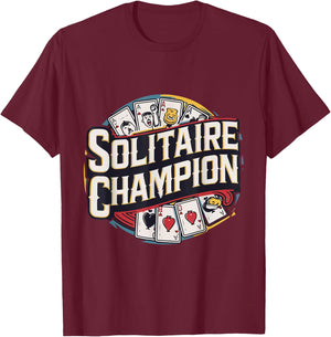 Solitaire Champion Card Games T-Shirt - T-Shirt | Maroon