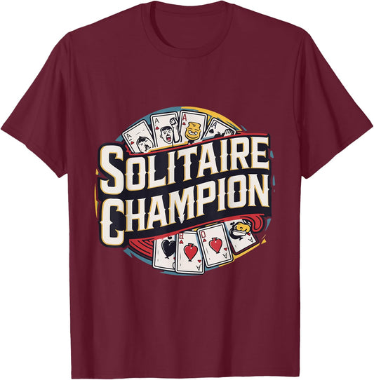 Solitaire Champion Card Games T-Shirt - T-Shirt | Maroon