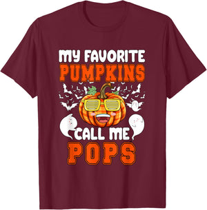My Favorite Pumpkin Call Me Pops Halloween Family Lover T-Shirt - T-Shirt | Maroon