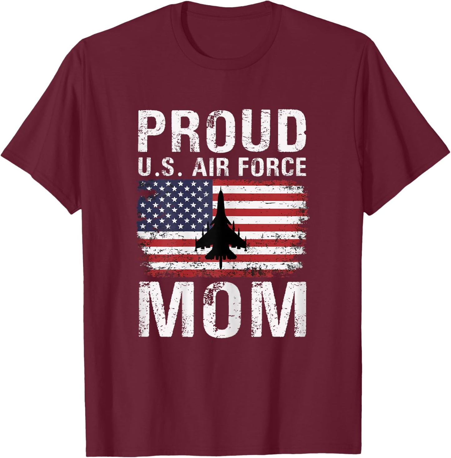 Proud U.S. Air Force Mom American Flag T-Shirt - T-Shirt | Maroon