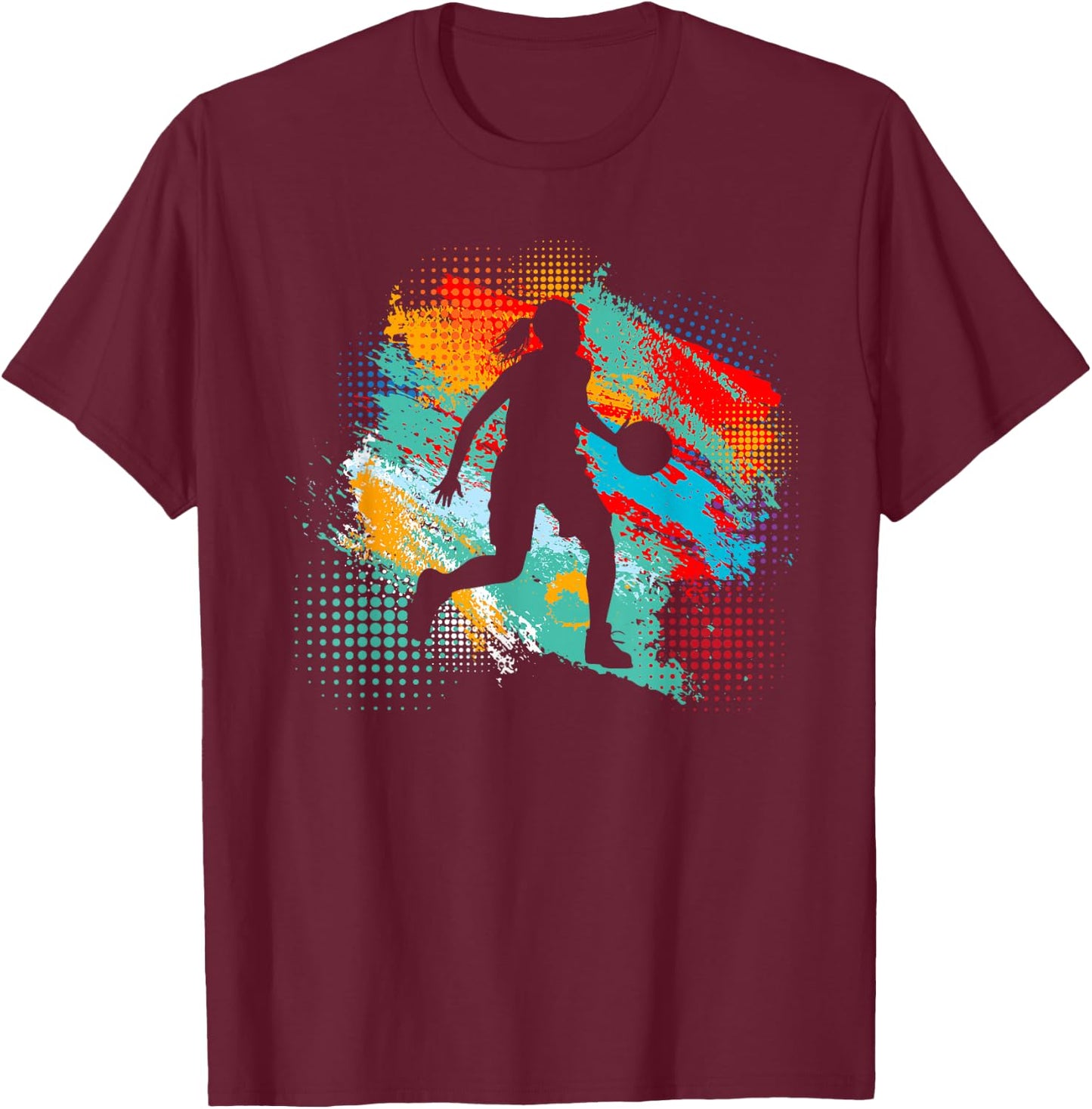 Basketball Sports Fan Women Girls Player T-Shirt - T-Shirt | Maroon