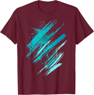 Turquoise and Black Running Graphic T-Shirt - T-Shirt | Maroon