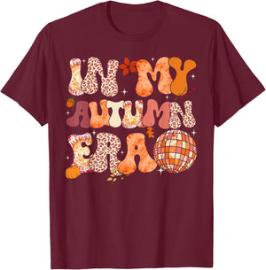 In My Autumn Era Leopard Tie Dye Thanksgiving Autumn Fall T-Shirt - T-Shirt | Maroon