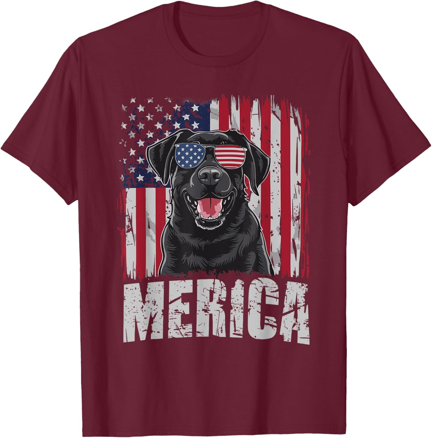Black Labrador Retriever 4th Of July Merica USA Flag Men T-Shirt - T-Shirt | Maroon