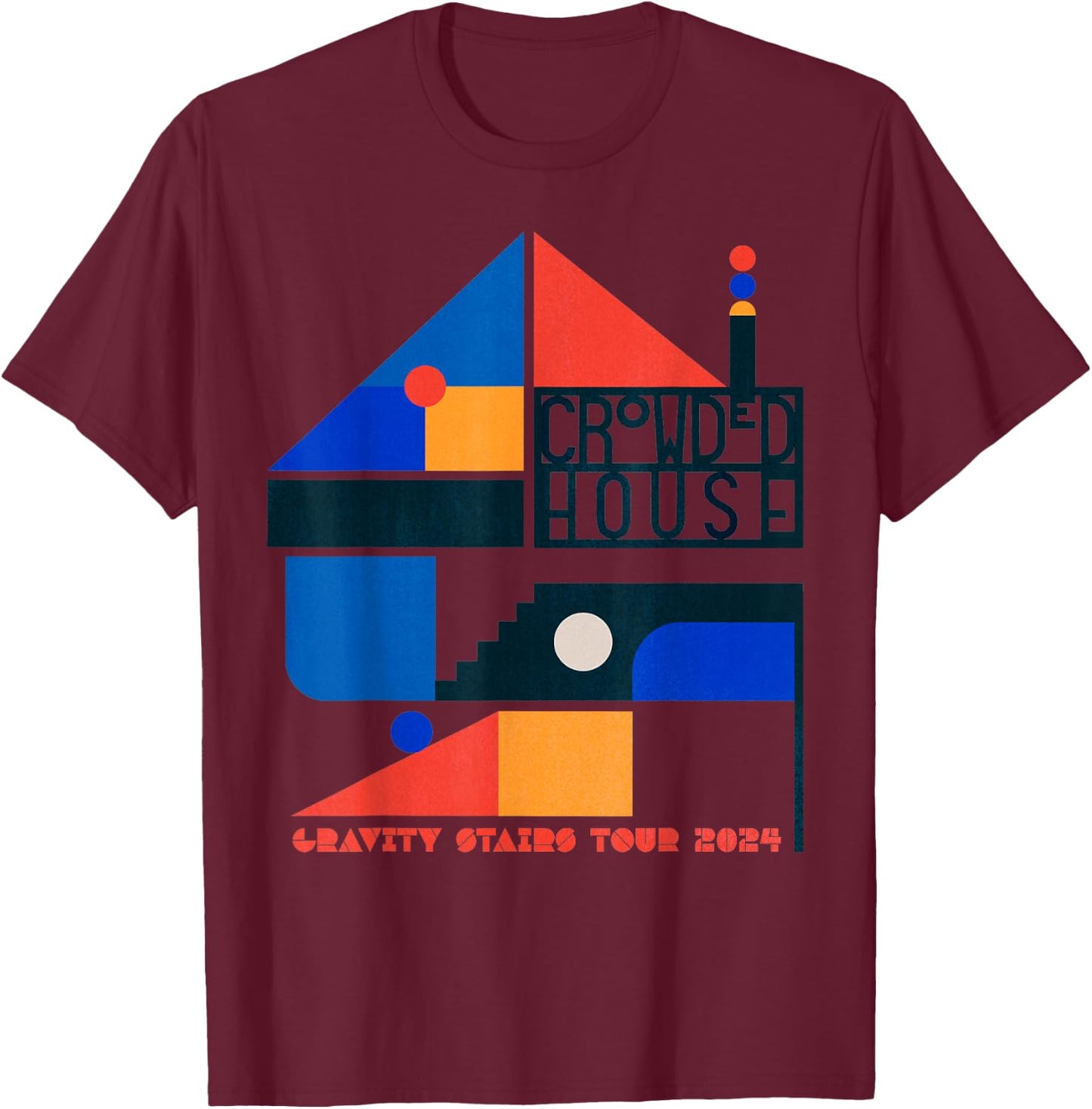 Crowded House – Gravity Stairs T-Shirt - T-Shirt | Maroon
