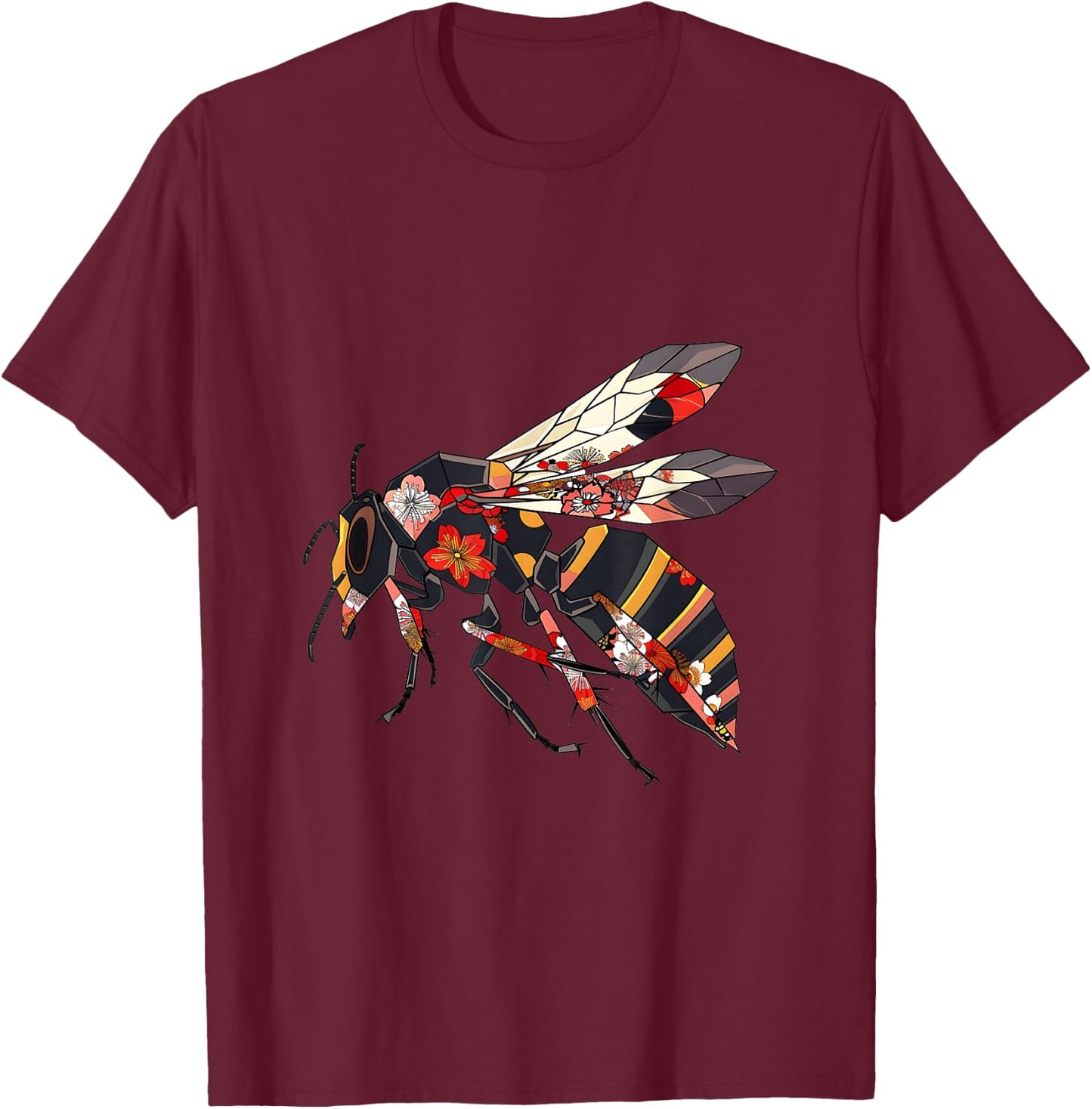 Japanese Giant Hornet Origami Cherry Blossom Hornets T-Shirt - T-Shirt | Maroon