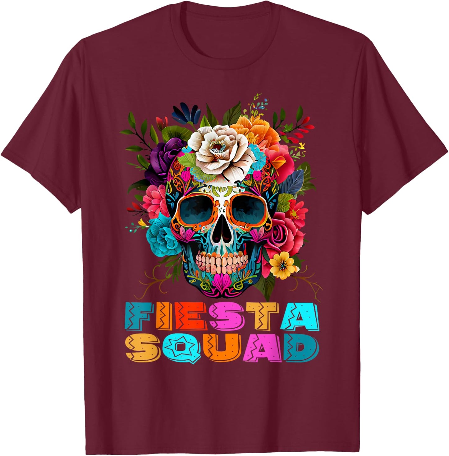 Funny Cinco De Mayo Shirts Fiesta Squad Mexican Skull Kids T-Shirt - T-Shirt | Maroon