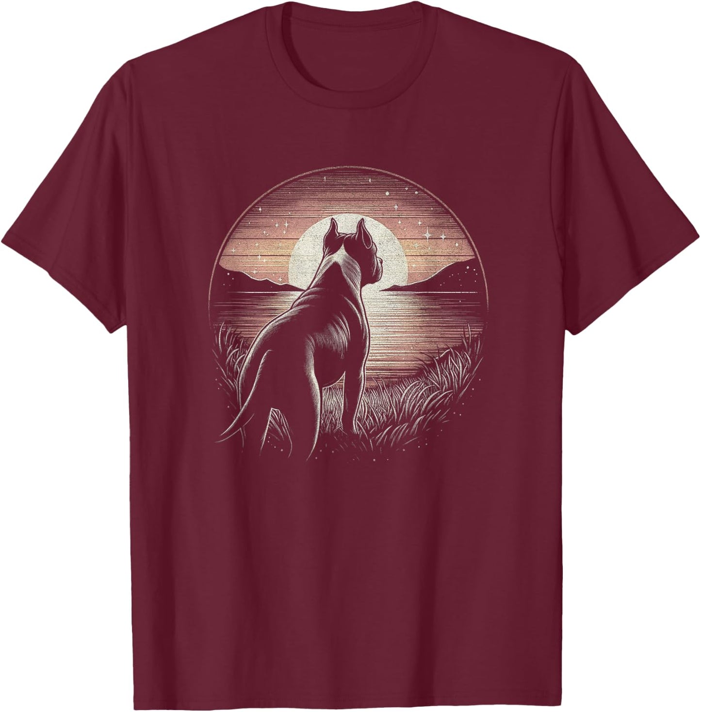 Vintage American Staffordshire Terrier Dog Art Design T-Shirt - T-Shirt | Maroon