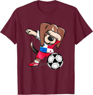 Dabbing Beagle Panama Soccer Fans Jersey Panamanian Football T-Shirt - T-Shirt | Maroon