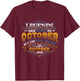 Legends Are Born In October 1986 Birthday T-Shirt - T-Shirt | Maroon