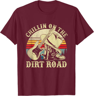Chillin On The Dirt Road Western Life Rodeo Country Music T-Shirt - T-Shirt | Maroon