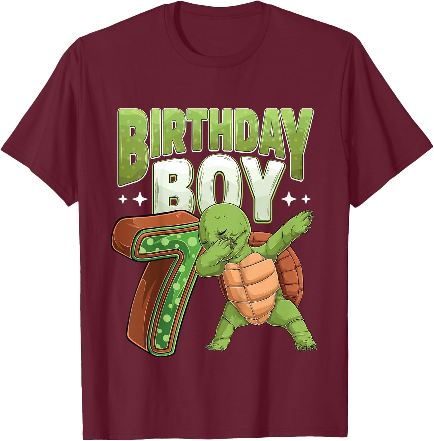 Kids 7 year old Turtle animal lovers 7th Birthday Boy T-Shirt - T-Shirt | Maroon