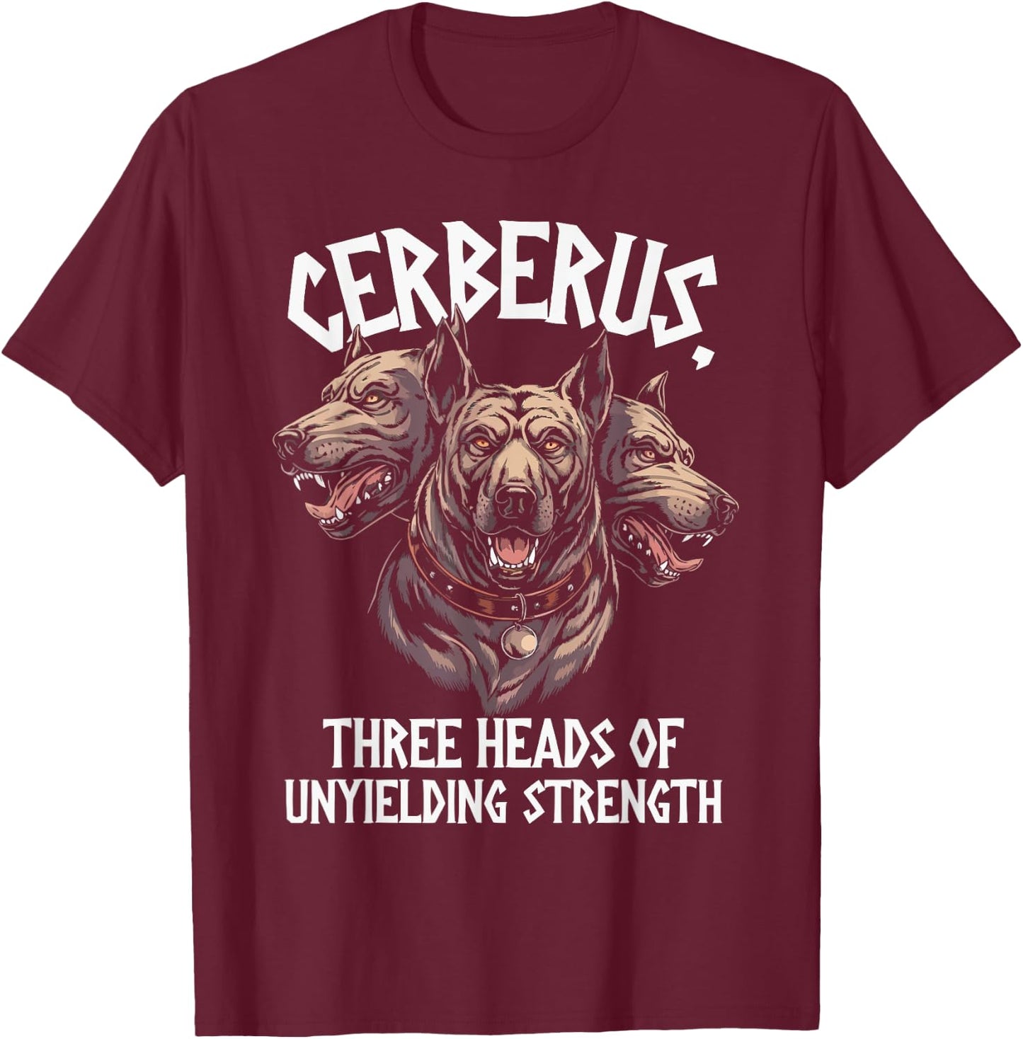 Cerberus Three Headed Dog Mythical Creature Greek Mythology T-Shirt - T-Shirt | Maroon