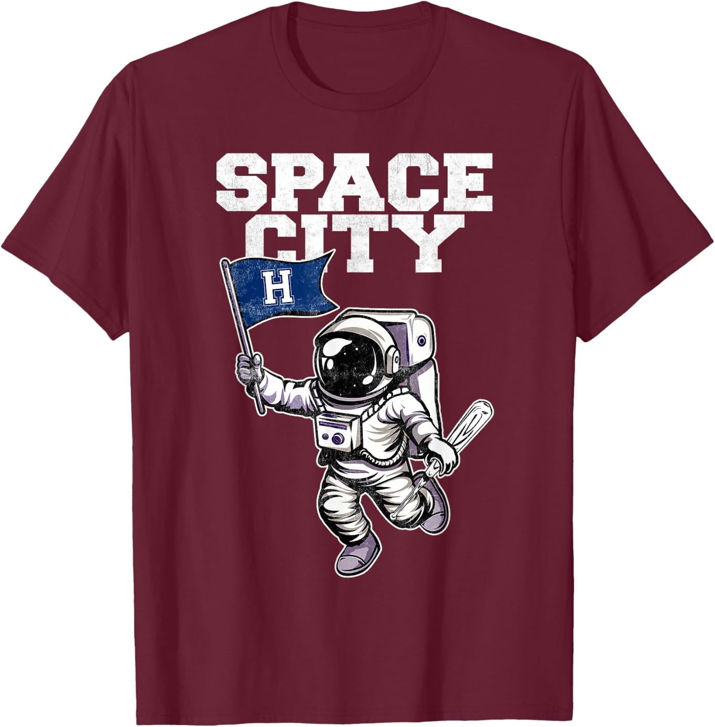 Vintage Houston Name Space City Classic Arts Astronauts T-Shirt - T-Shirt | Maroon