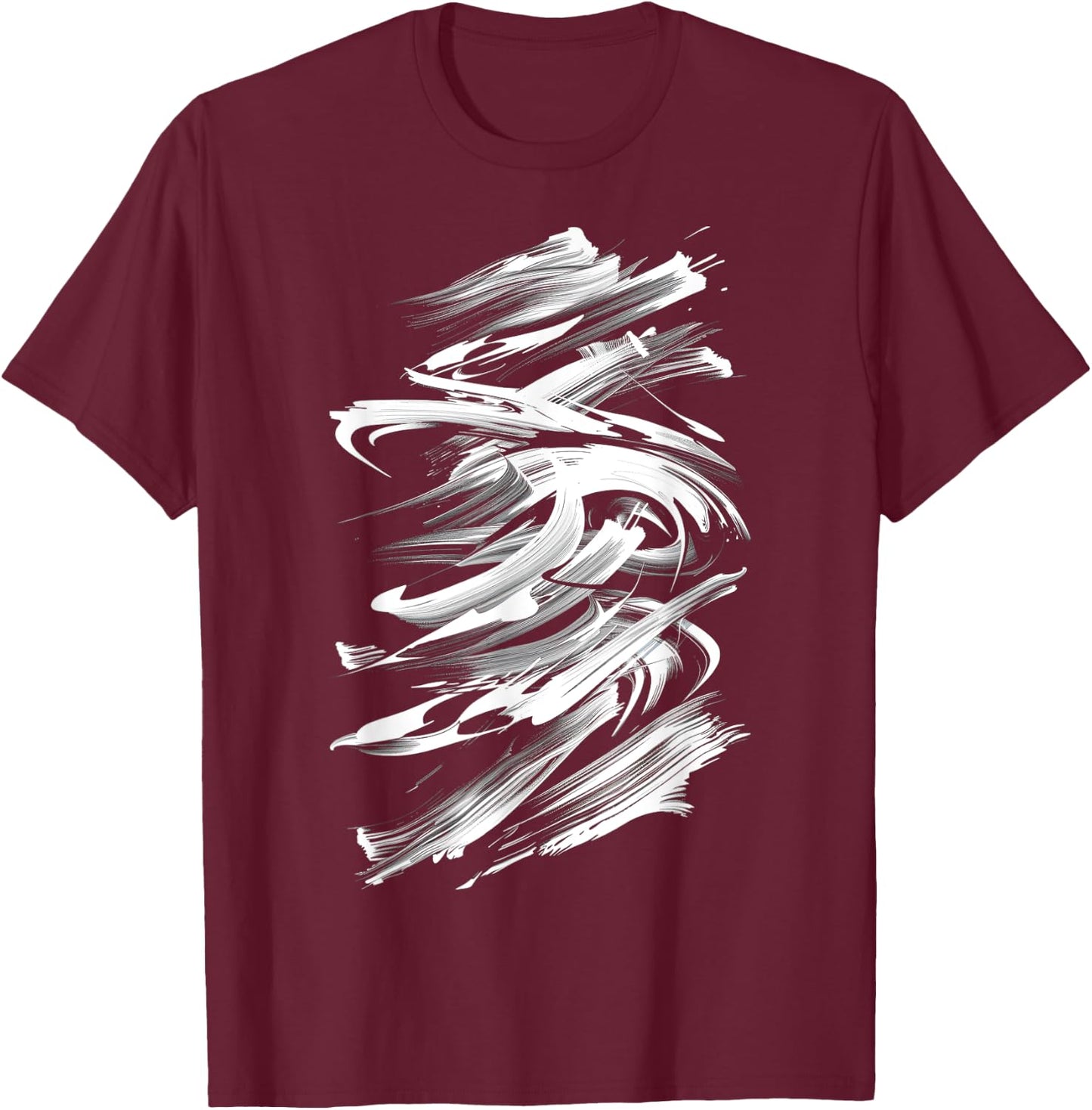 Black And White Brushstrokes Graphic T-Shirt - T-Shirt | Maroon