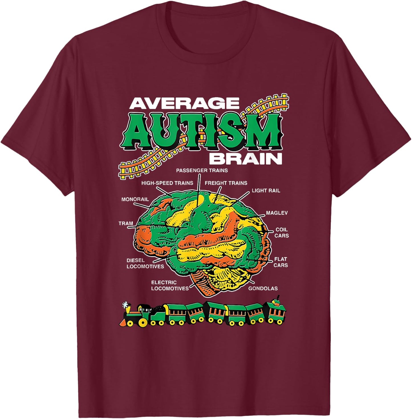 Average Autism Brain Design T-Shirt - T-Shirt | Maroon