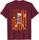 Retro Skeleton Playing Softball USA Flag Halloween Boys Kids T-Shirt - T-Shirt | Maroon