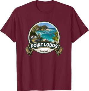 Vintage Nature Point Lobos California Travel Badge T-Shirt - T-Shirt | Maroon