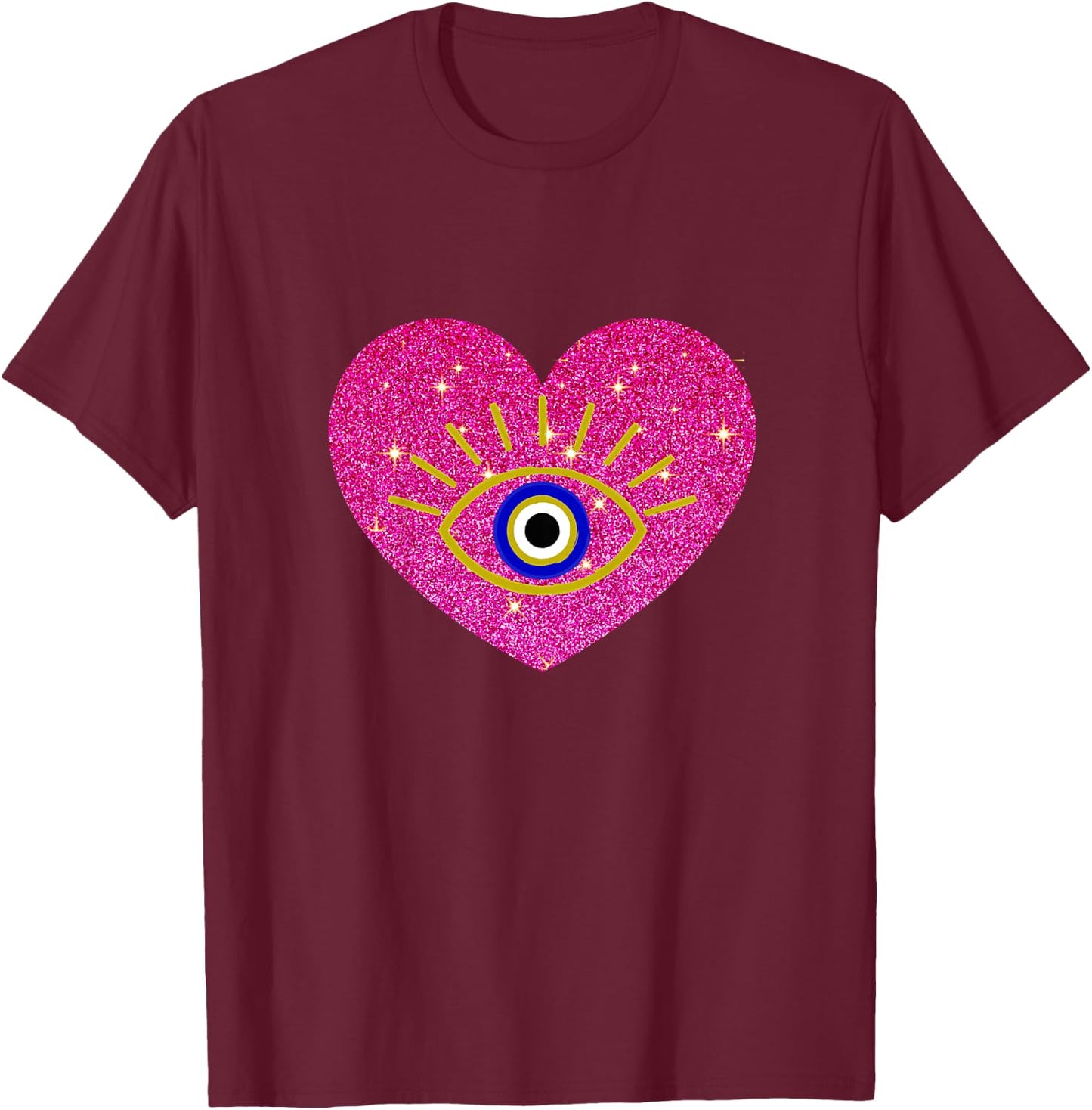 Pink Heart Cute Evil Eye Protection Toddler's and Children T-Shirt - T-Shirt | Maroon