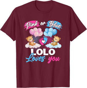 Bears Pink Or Blue Lolo Loves You Gender Reveal T-Shirt - T-Shirt | Maroon