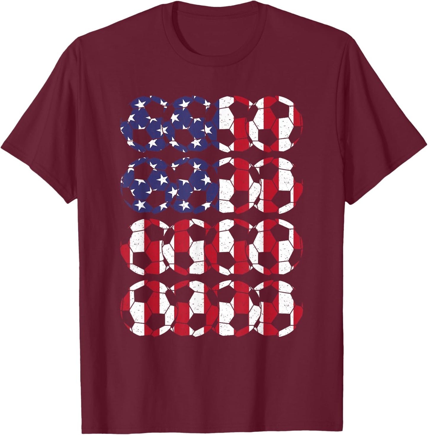 American Flag Soccer Ball Soccer Player Men Women Kids T-Shirt - T-Shirt | Maroon