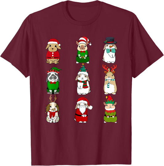 Cute Bunny Christmas T-Shirt - T-Shirt | Maroon