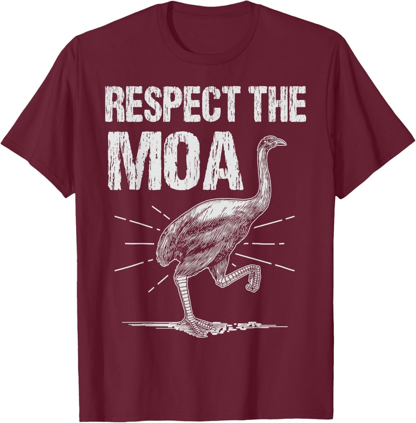 Moa Bird - Respect The Moa T-Shirt - T-Shirt | Maroon