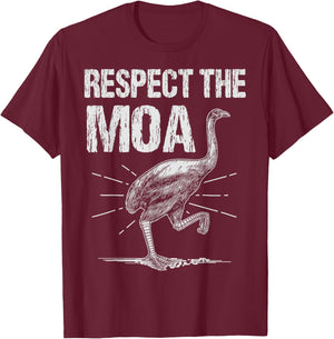 Moa Bird - Respect The Moa T-Shirt - T-Shirt | Maroon