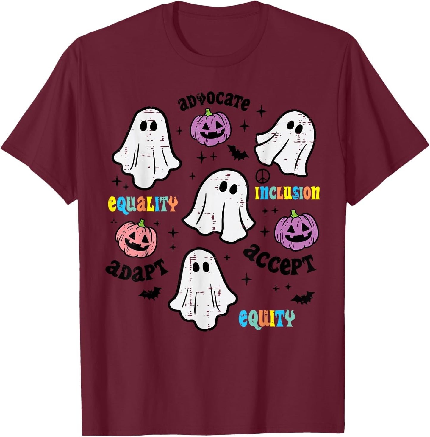 Halloween Advocate Equality Inclusion Costume Women Kids Men T-Shirt - T-Shirt | Maroon