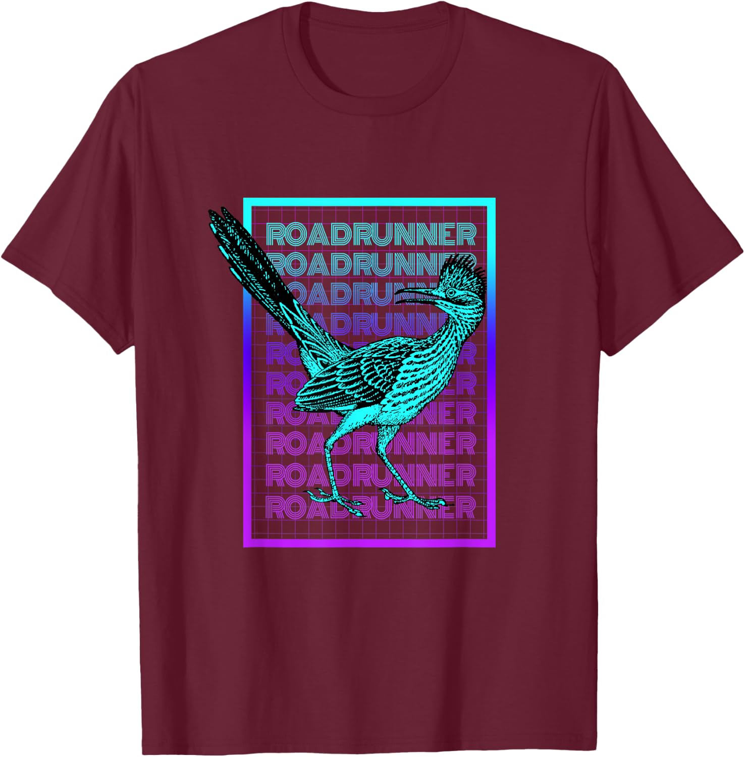 Vintage Roadrunner Gifts Roadrunner Bird Vintage Retro - -Adults, -Kids - Black - Short Sleeve - Crew Collar - Classic Fit - Cotton, Polyester Blend - Small T-Shirt - T-Shirt | Maroon